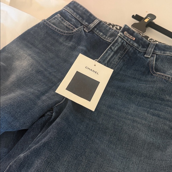 CHANEL Dark Blue Straight Leg Jeans